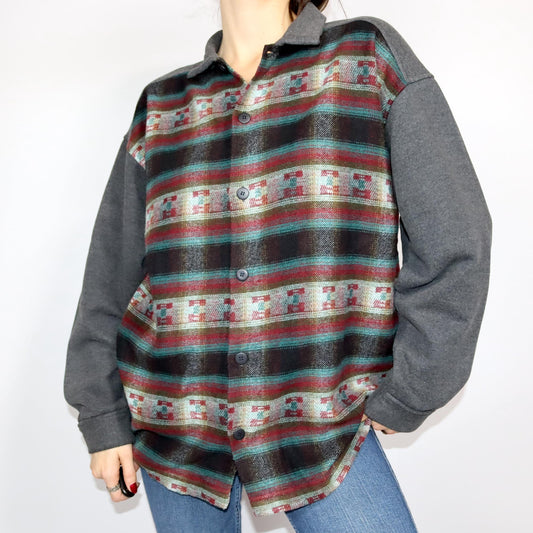 Vintage 80er 90er Flanellhemd Wollhemd gemustert langarm L