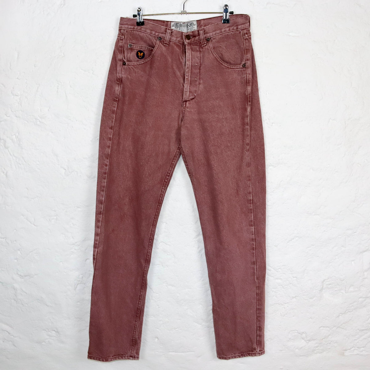 Vintage 80er 90er AVIREX Jeans Hose gerades Bein rot W31