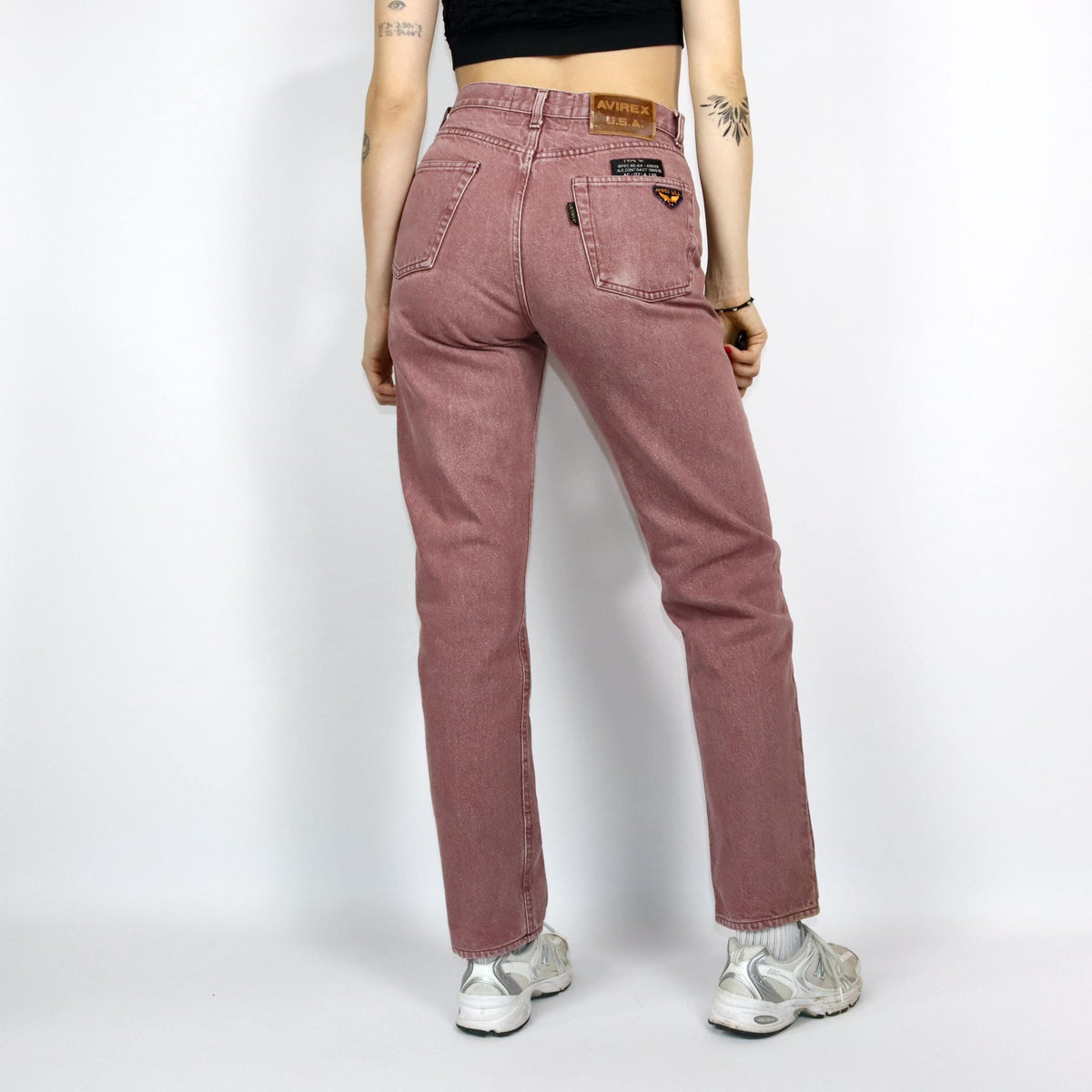 Vintage 80er 90er AVIREX Jeans Hose gerades Bein rot W31