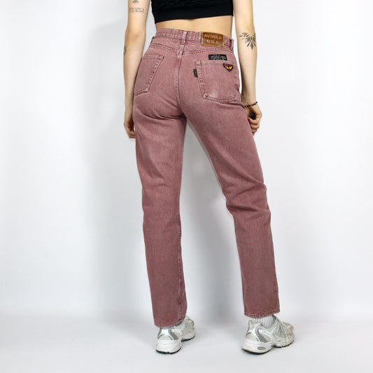Vintage 80er 90er AVIREX Jeans Hose gerades Bein rot W31