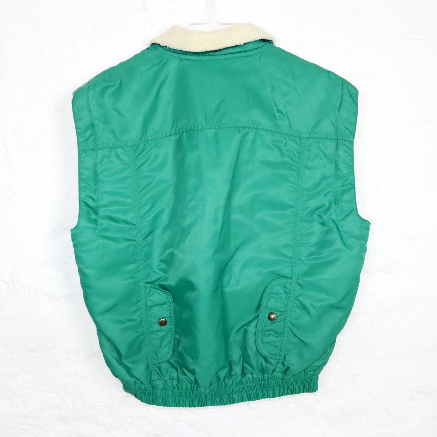 Vintage 80s 90s LES CAMBRUSIERS vest lightly lined yellow green collar S 38