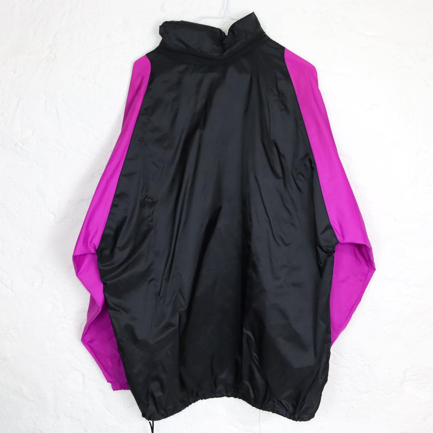 Vintage 80s 90s rain jacket windbreaker overcoat pink black 52 L