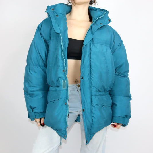 Vintage 80er 90er BRUGI Daunenjacke Winterjacke gefüttert Pufferjacket blau 56 XXL