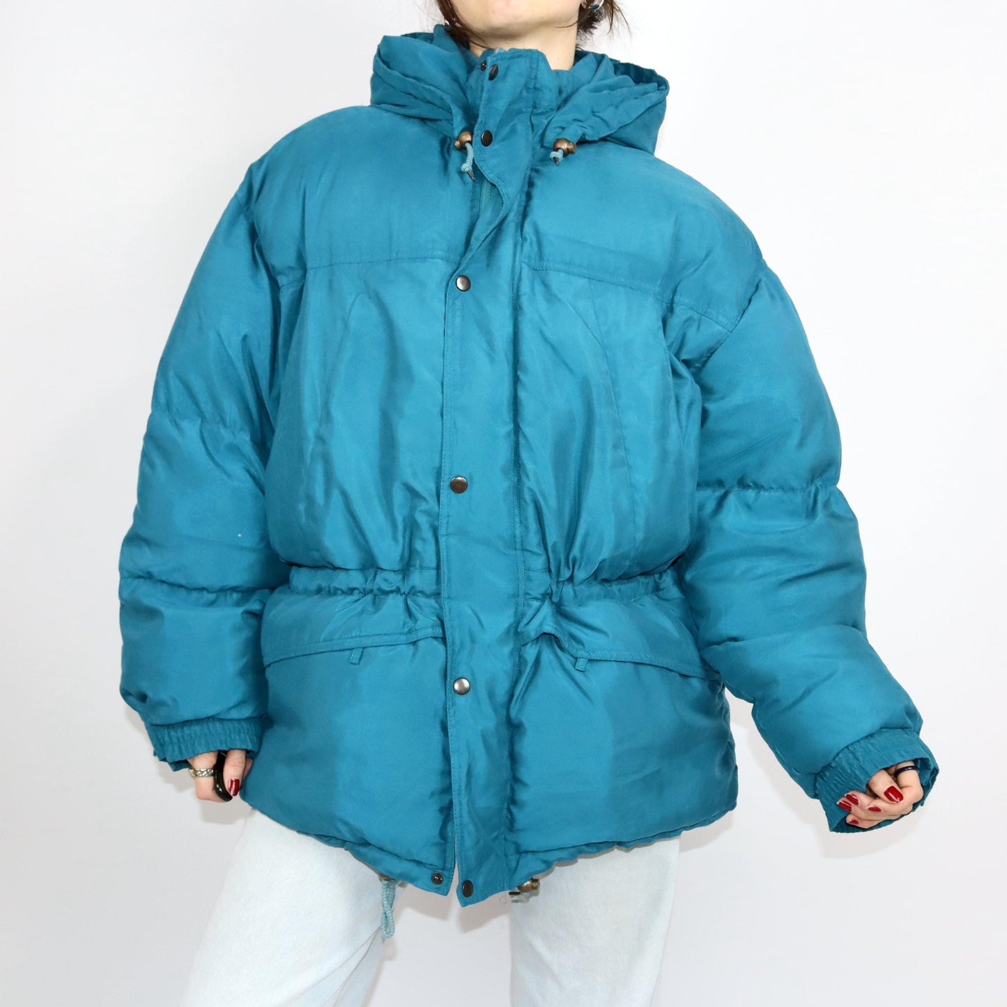 Vintage 80s 90s BRUGI down jacket winter jacket lined puffer jacket blue 56 XXL