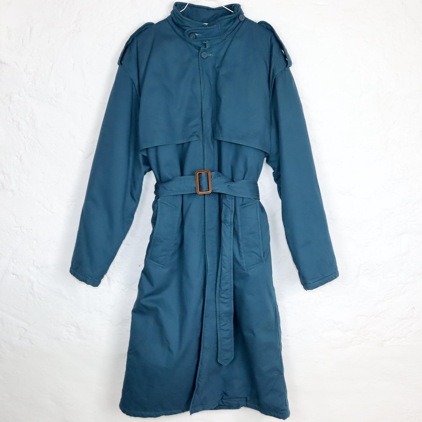 Vintage 80s 90s CIAO trench coat lined blue belt L