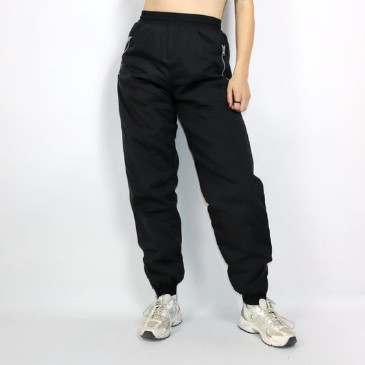 Vintage 80er 90er Skihose Winterhose gefüttert highwaist schwarz glänzend S