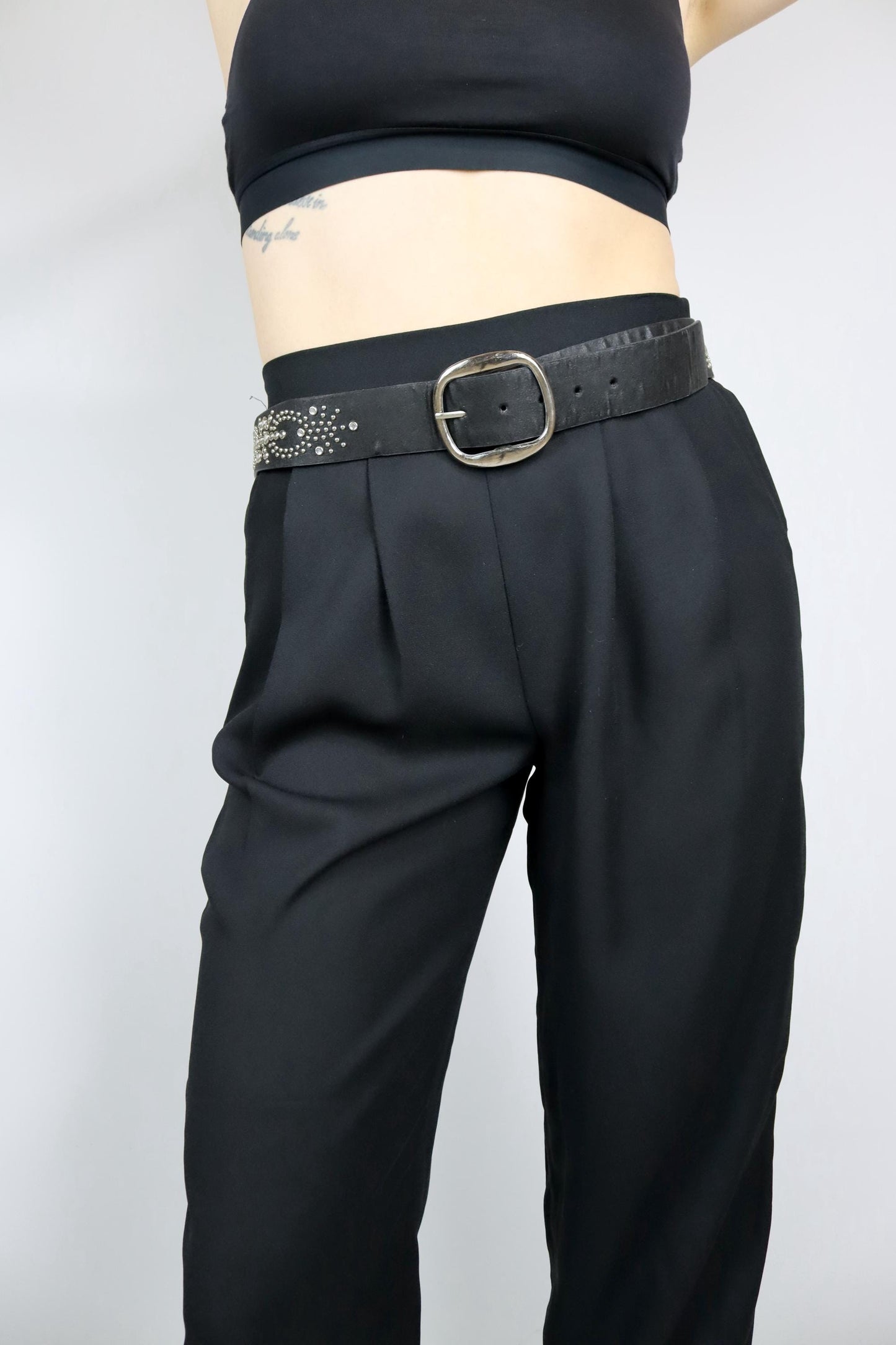 Vintage 80s 90s belt black stones silver purple black Made in Italy