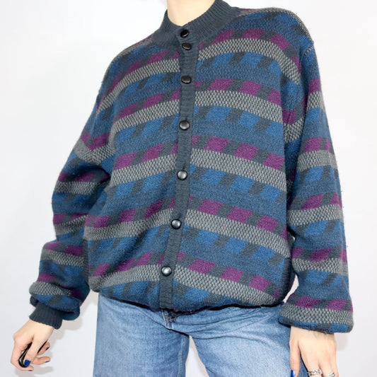 Vintage 80er 90er TED LAPIDUS Wolljacke leicht gefüttert Alpaca Wolle gemustert 50 L