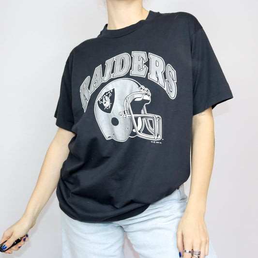 Vintage 80er 90er SCREEN STARS T-Shirt kurzarm Raiders 1989 nfl Single stitched XL