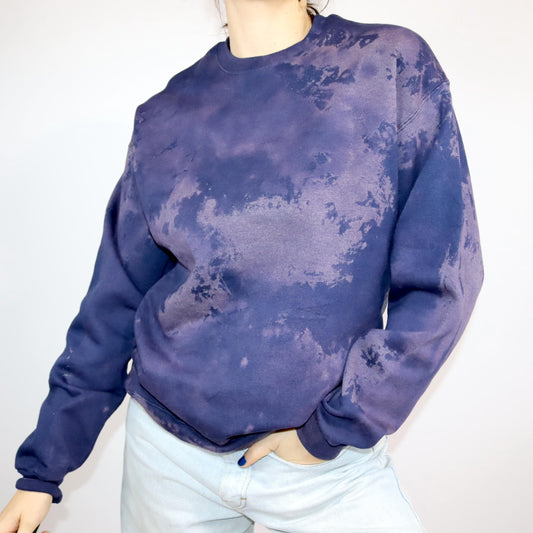 Vintage 80er 90er HANES Sweatshirt Pullover upcycled self-made Batik Lila M