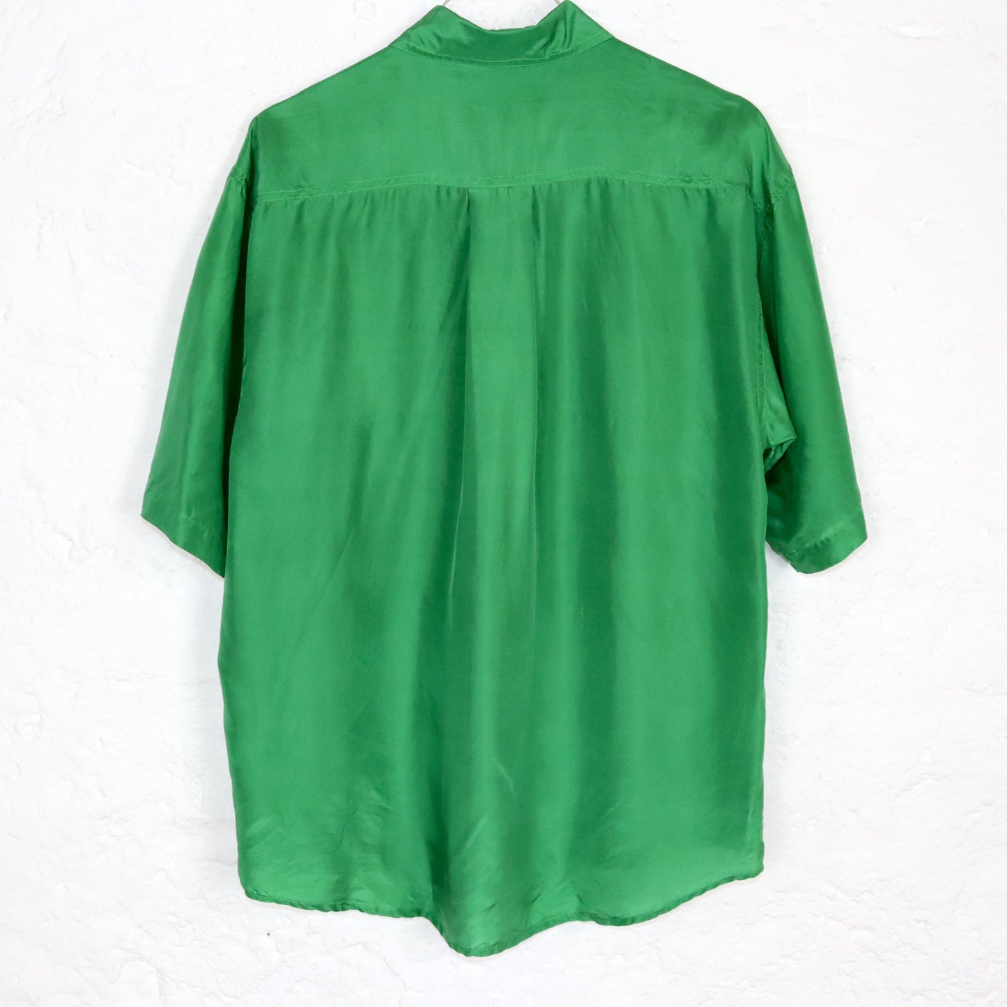 Vintage 80s 90s PURA SETA silk shirt short sleeve silk green S