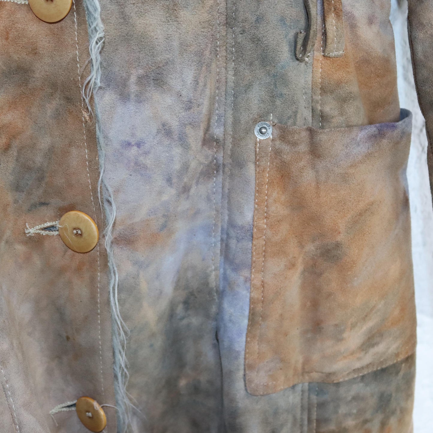 Vintage 80s 90s Y2k ESSENZA coat jacket lined Afghan Penny Lane grey brown purple S/M
