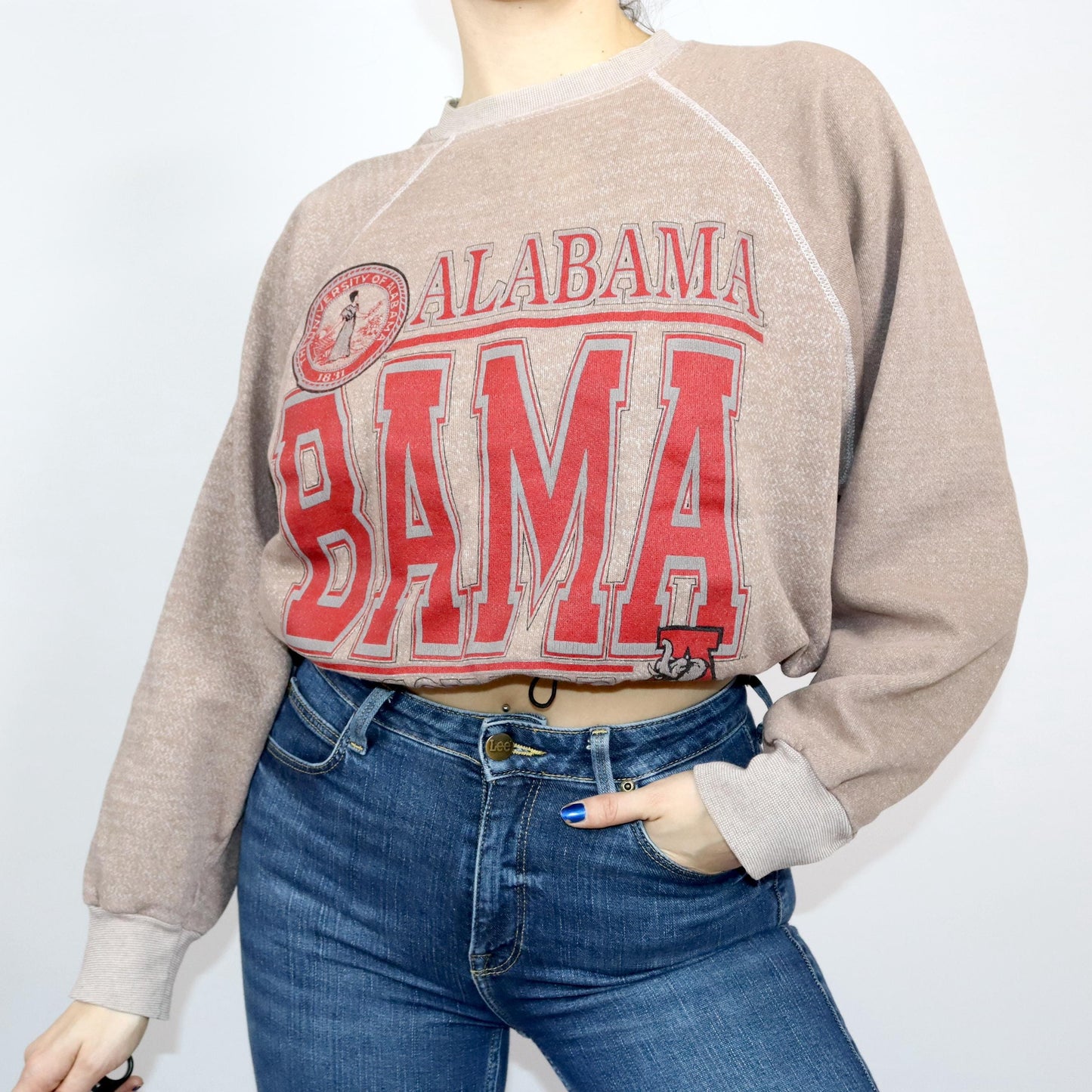 Vintage 80s 90s TULTEX sweatshirt crop top print XL