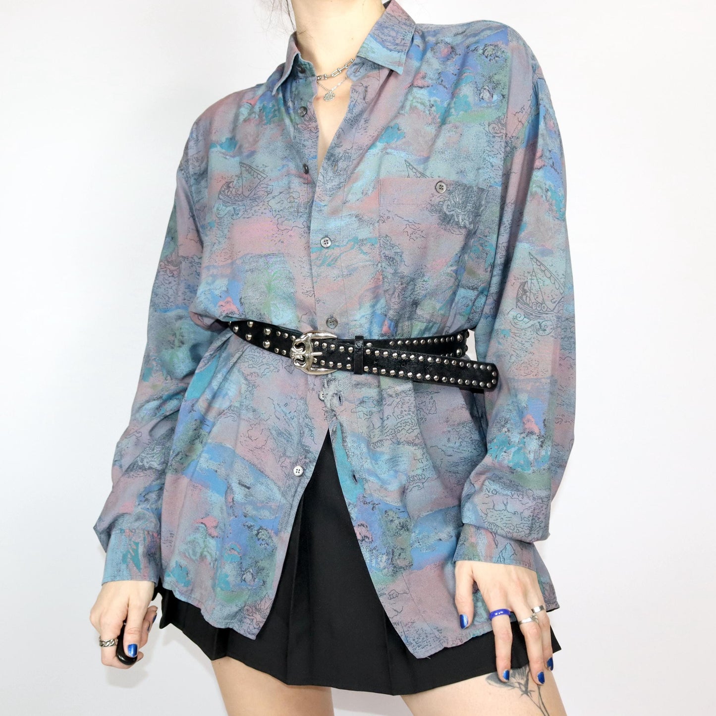 Vintage 80s 90s LAMBERTINO shirt long sleeve crazy pattern 41/42