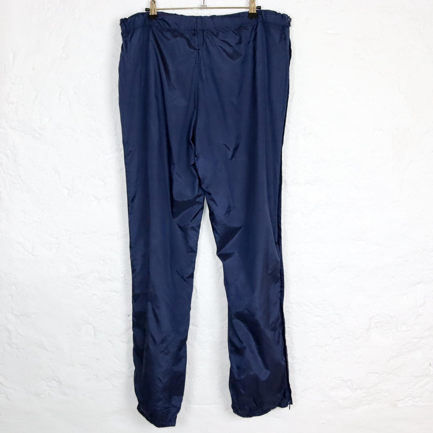 Vintage 80er 90er ADIDAS Jogginghose Trainingshose Reißverschlüsse dunkelblau glänzend L