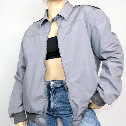 Vintage 80er 90er Wendejacke Jacke Cord grau Kragen M/L