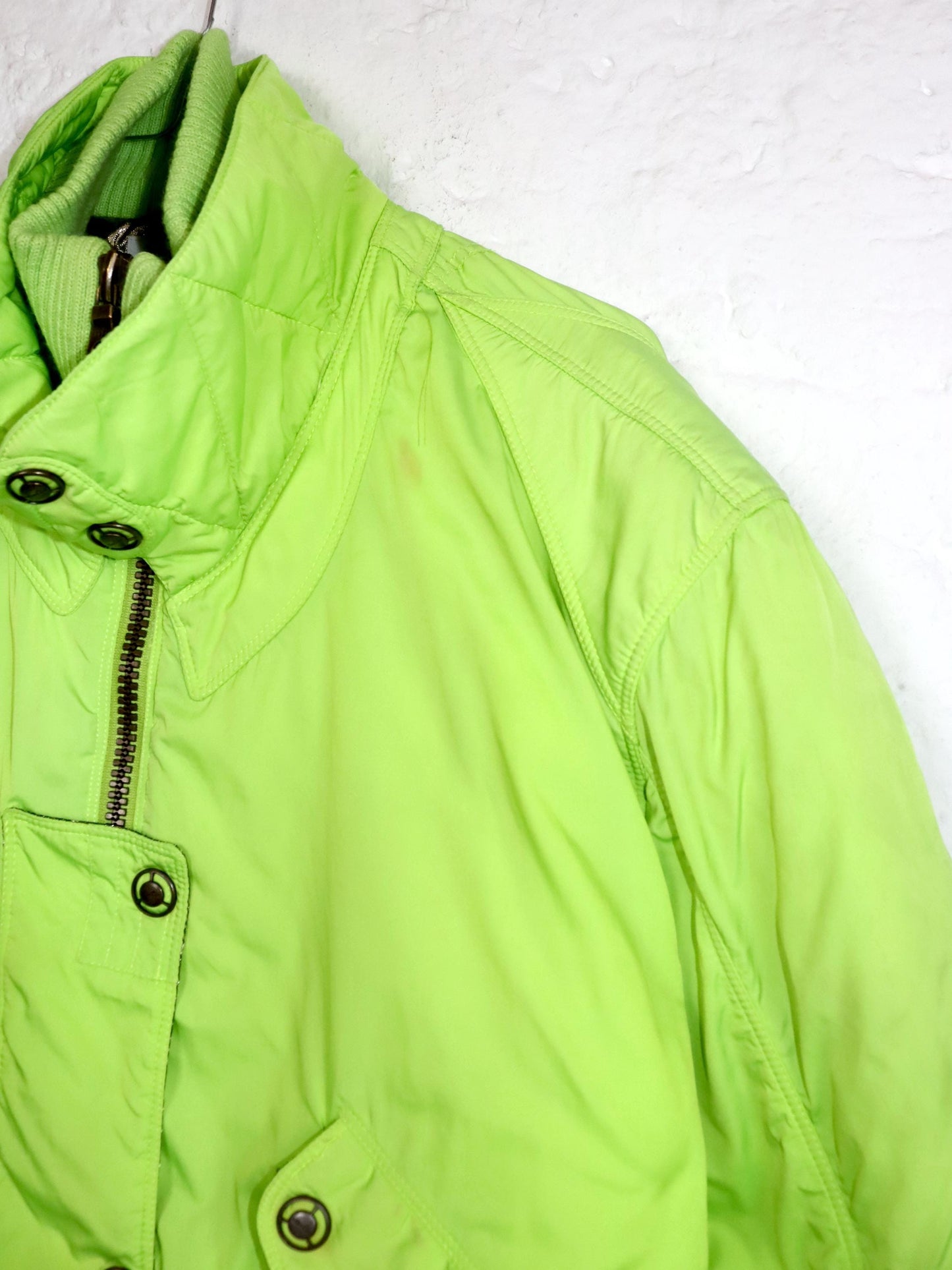 Vintage 80s 90s ELLESSE winter jacket bomber jacket lined neon green S