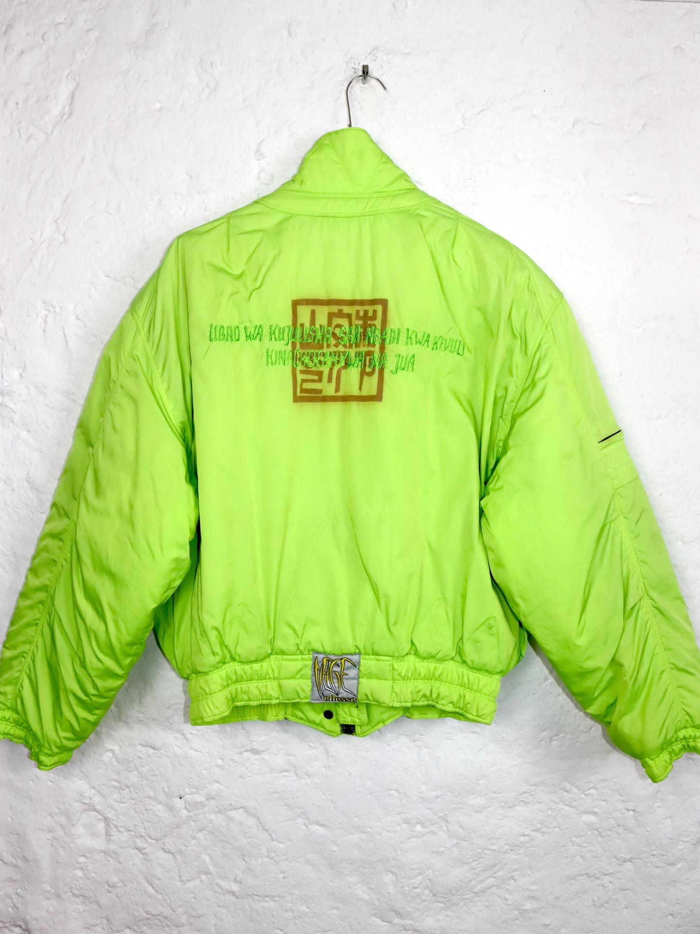 Vintage 80s 90s ELLESSE winter jacket bomber jacket lined neon green S