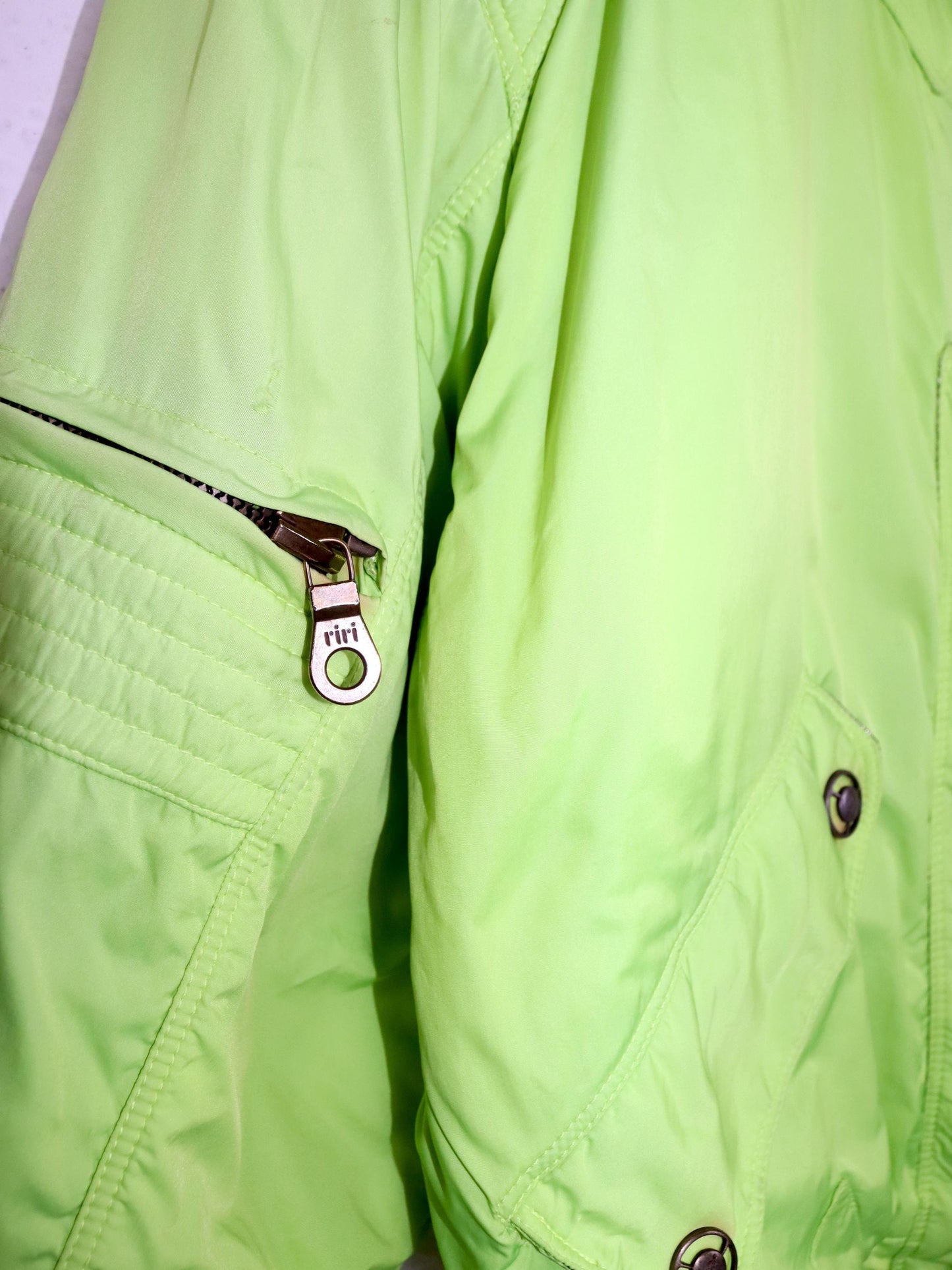Vintage 80s 90s ELLESSE winter jacket bomber jacket lined neon green S
