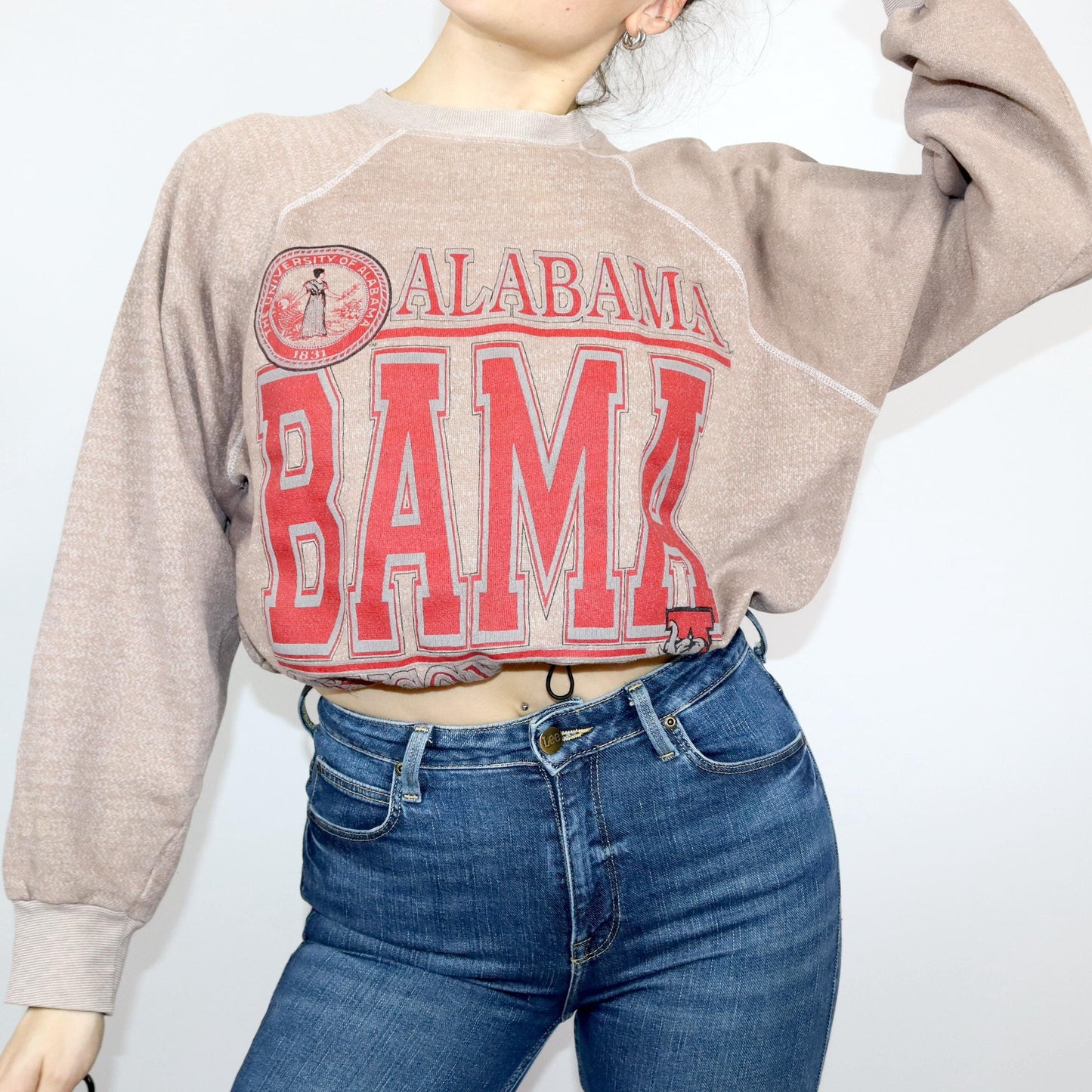 Vintage 80s 90s TULTEX sweatshirt crop top print XL