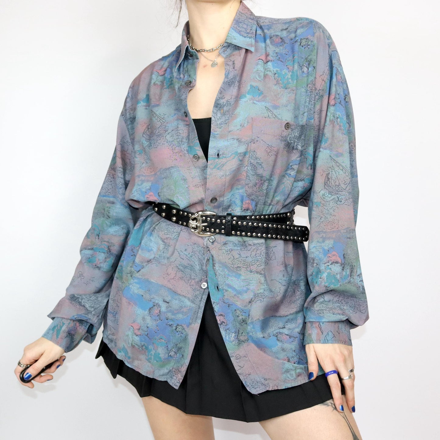 Vintage 80s 90s LAMBERTINO shirt long sleeve crazy pattern 41/42