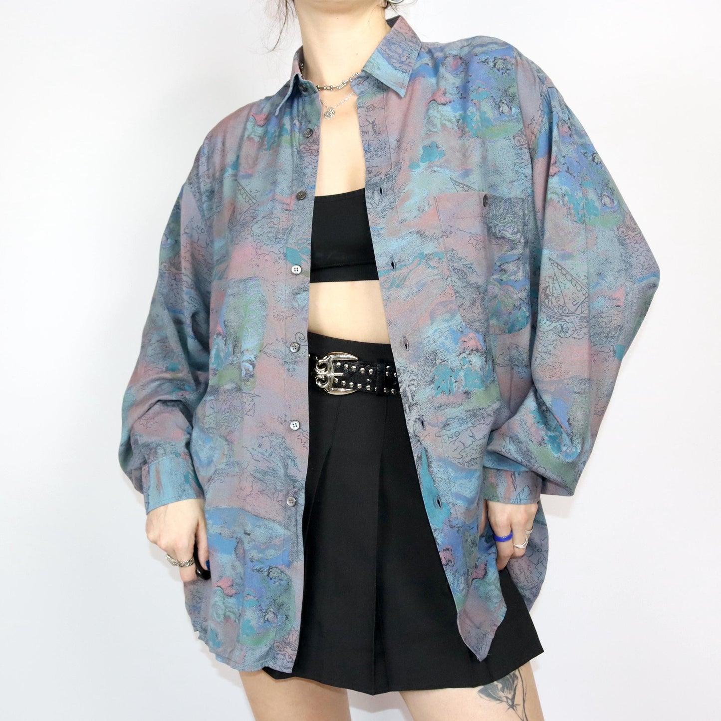 Vintage 80s 90s LAMBERTINO shirt long sleeve crazy pattern 41/42