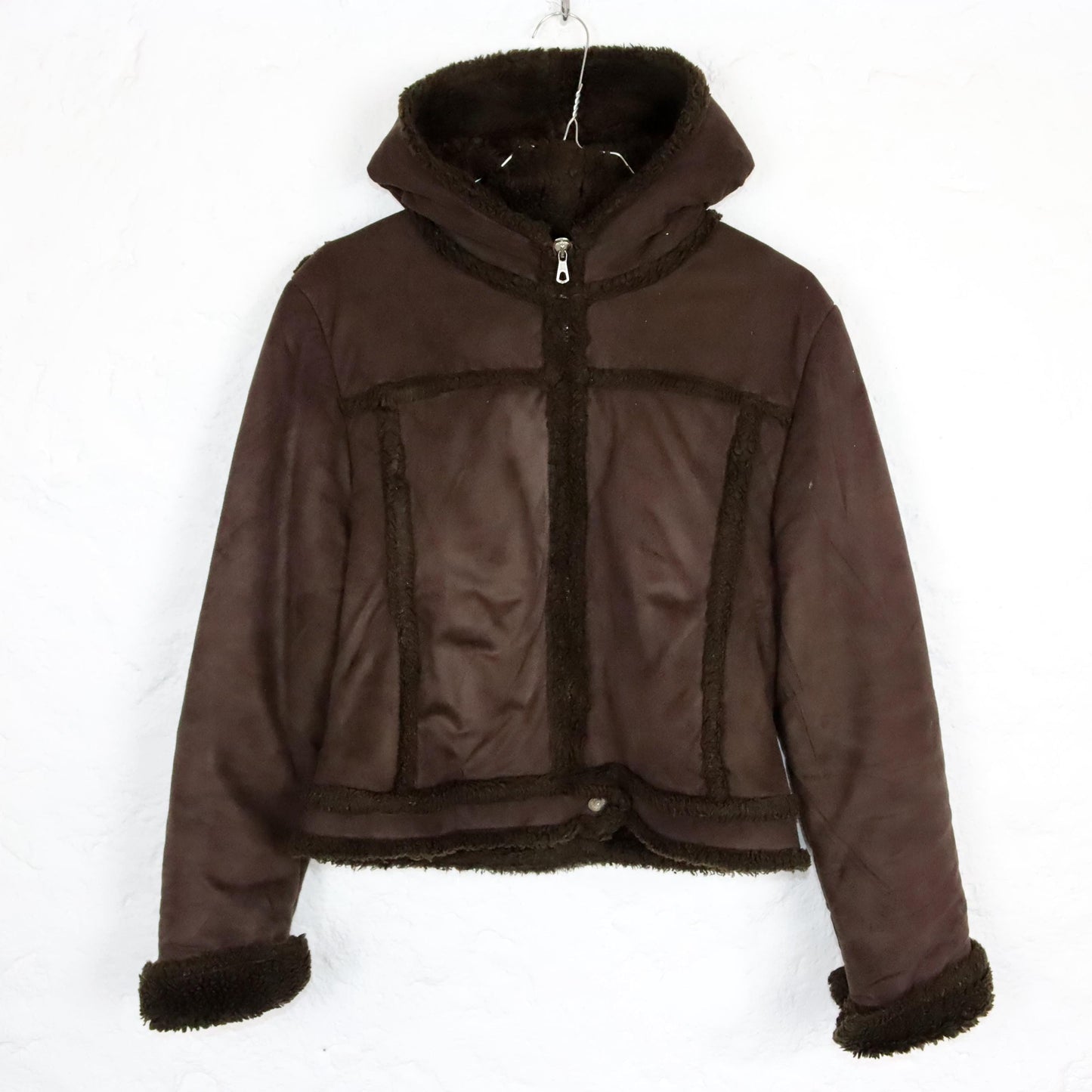 Vintage 80s 90s Y2k ESSENZA jacket lined brown hood S/M