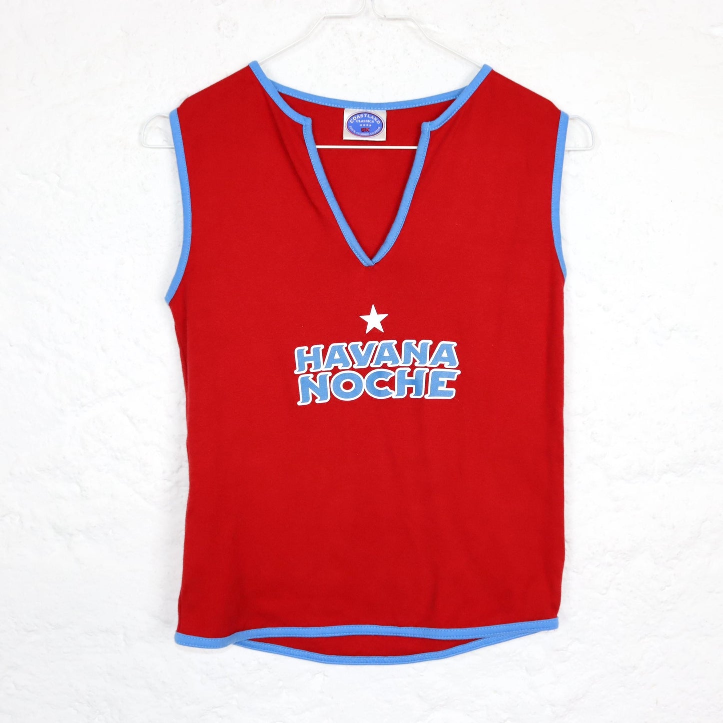 Vintage 80s 90s Y2k COASTLAND tank top cropped Cuba Havana red blue S