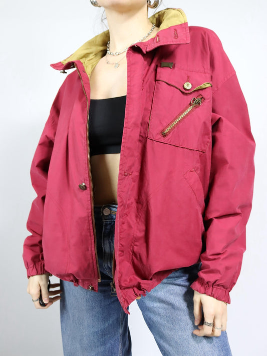 Vintage 80er 90er CARRERA Regenjacke Übergangsjacke Jacke rot doppellagig L
