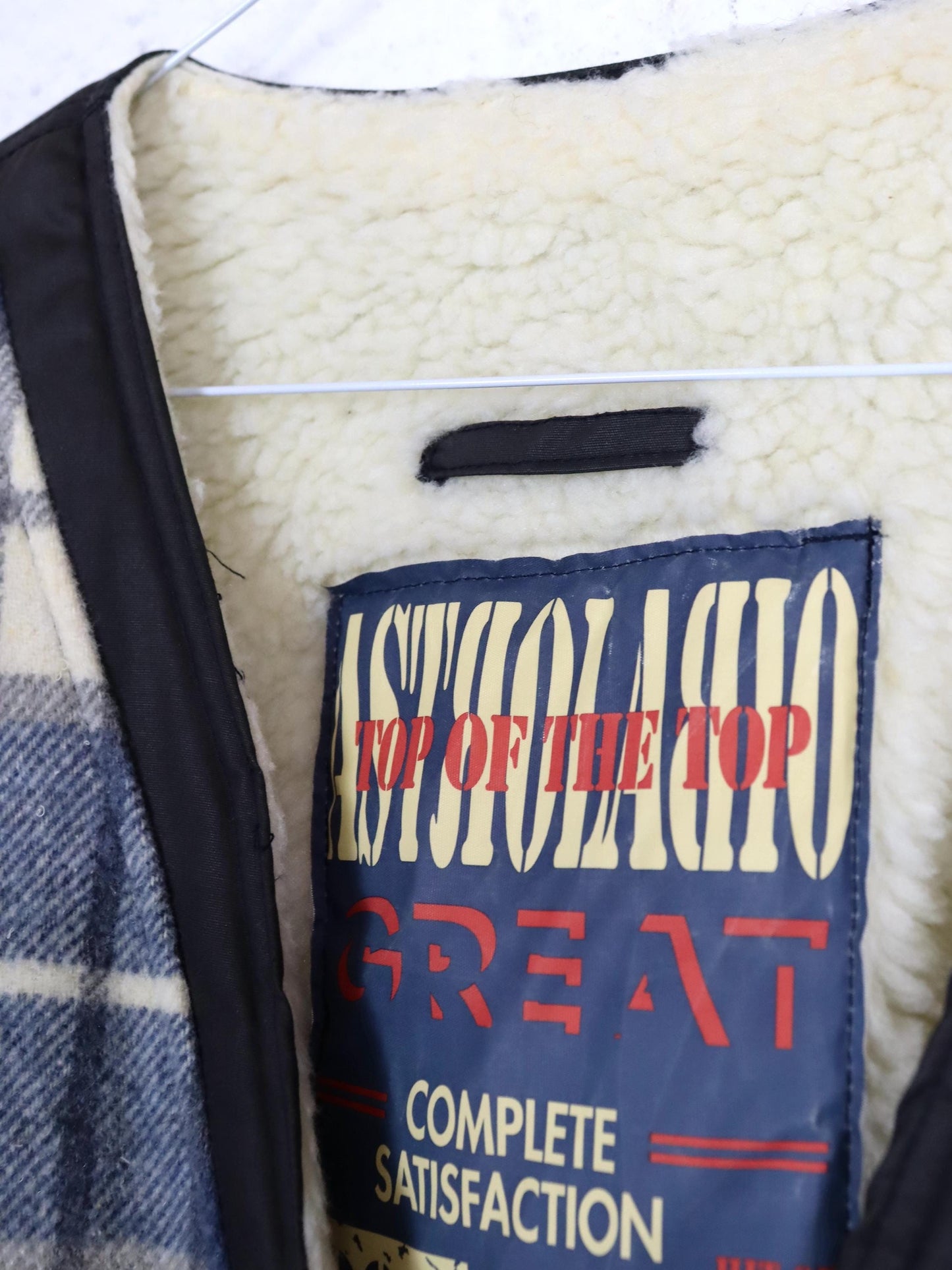 Vintage 80s 90s ASTROLABIO vest lined wool vest checked blue XL