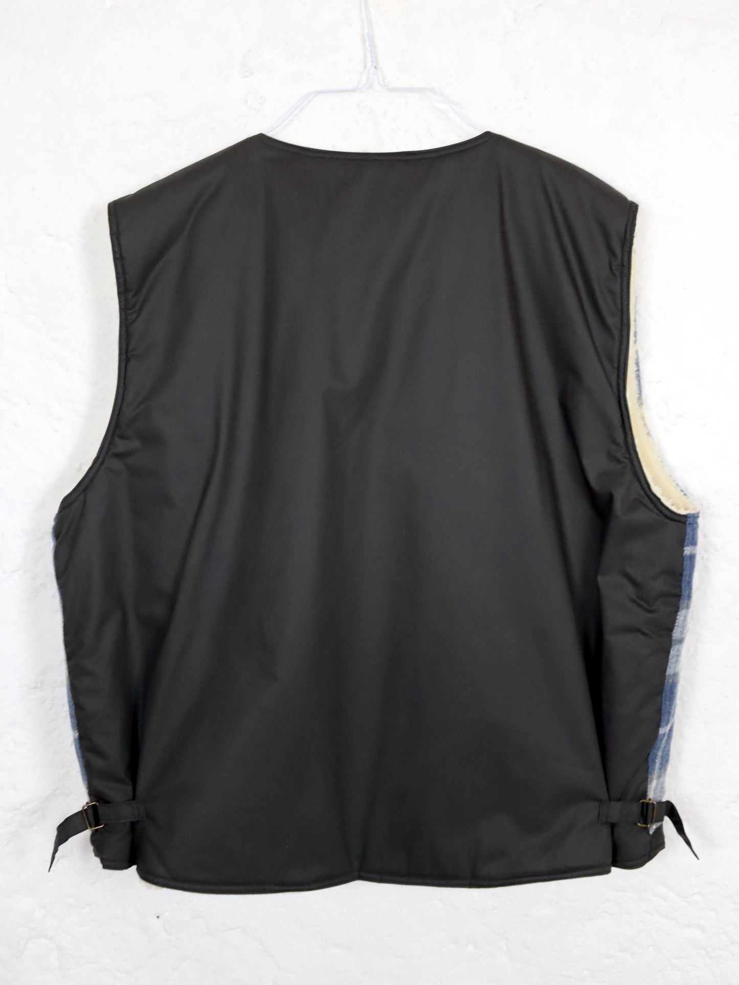 Vintage 80er 90er ASTROLABIO Weste gefüttert Wollweste kariert blau XL