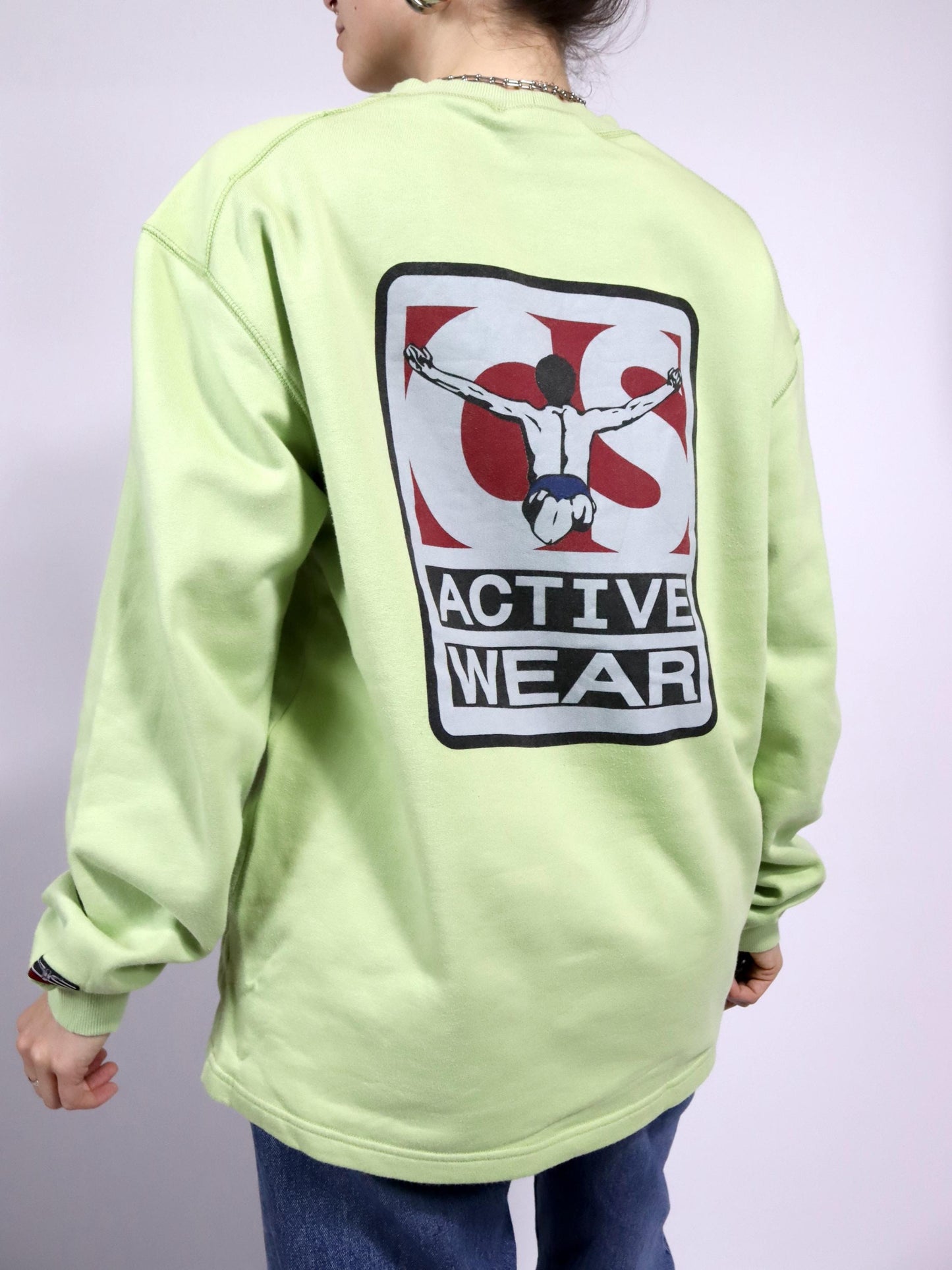 Vintage 80s 90s CHIEMSEE sweatshirt pullover print light green M