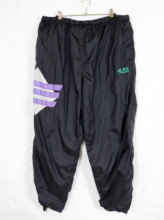 Vintage 80er 90er ALEX Jogginghose Trainingshose schwarz Flieder weiß XL