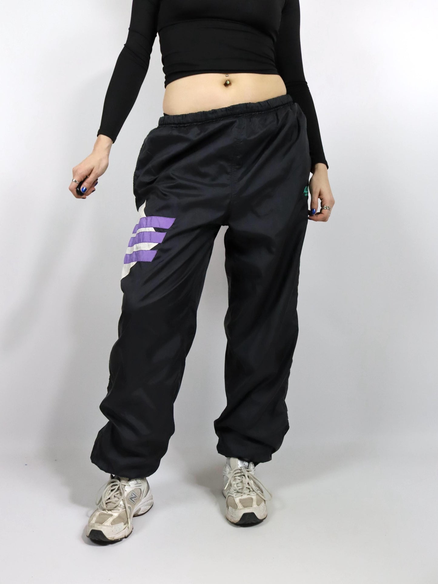 Vintage 80er 90er ALEX Jogginghose Trainingshose schwarz Flieder weiß XL