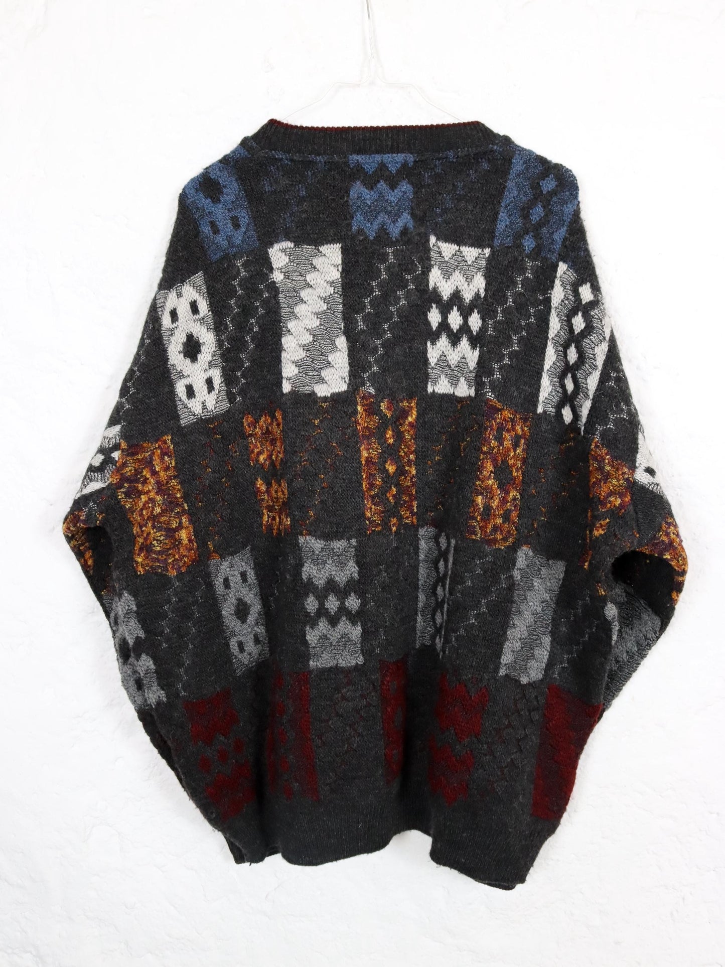 Vintage 80er 90er PINO ERRE Strickpullover V-Ausschnitt Wolle Pullover 56 XXL