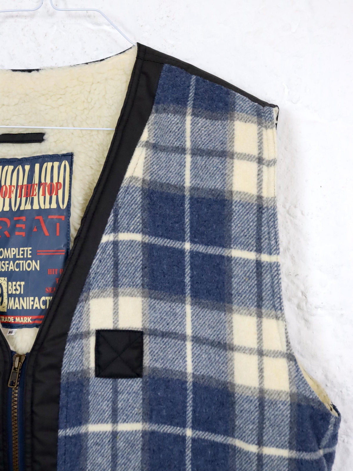 Vintage 80s 90s ASTROLABIO vest lined wool vest checked blue XL