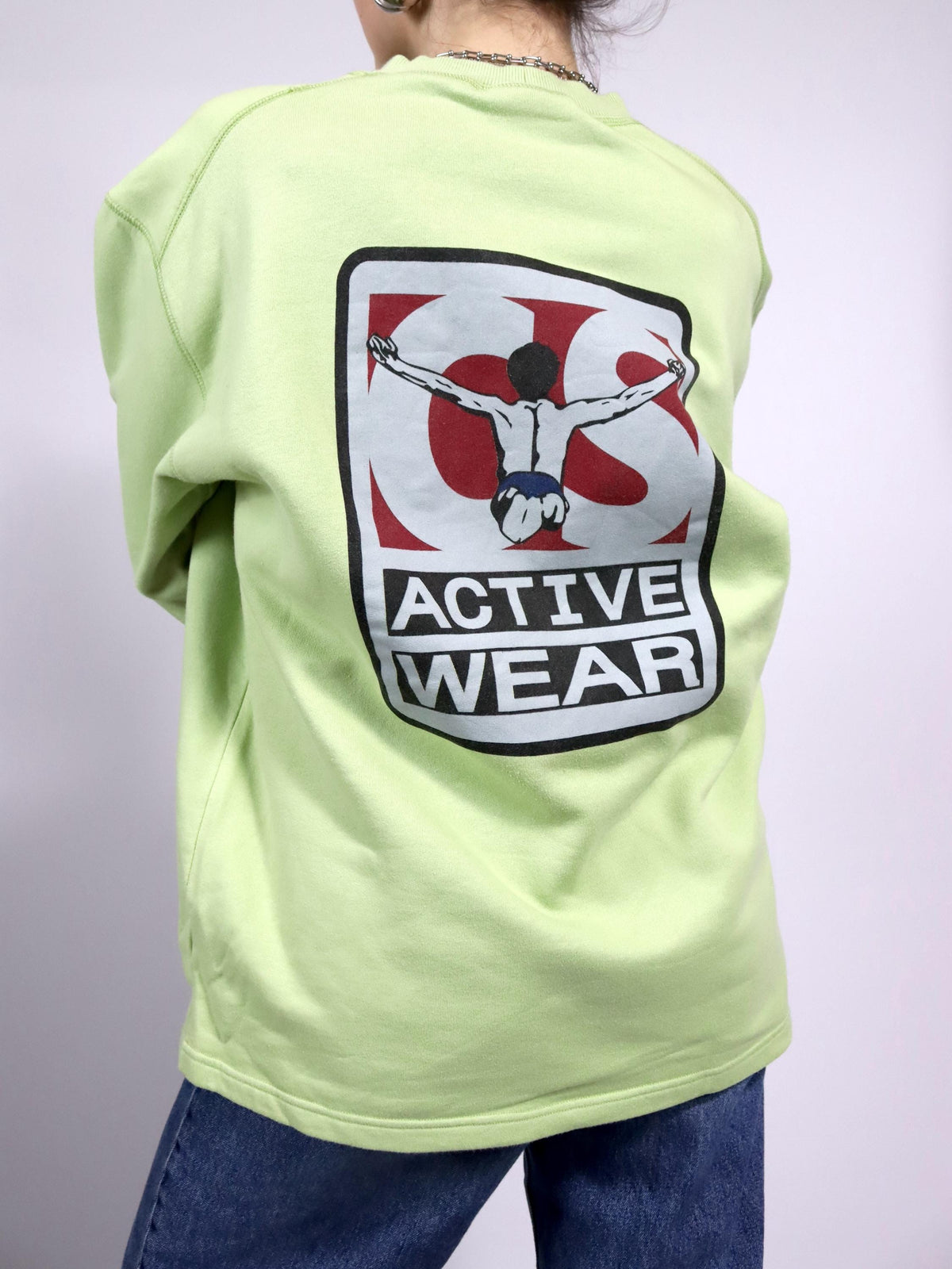 Vintage 80s 90s CHIEMSEE sweatshirt pullover print light green M