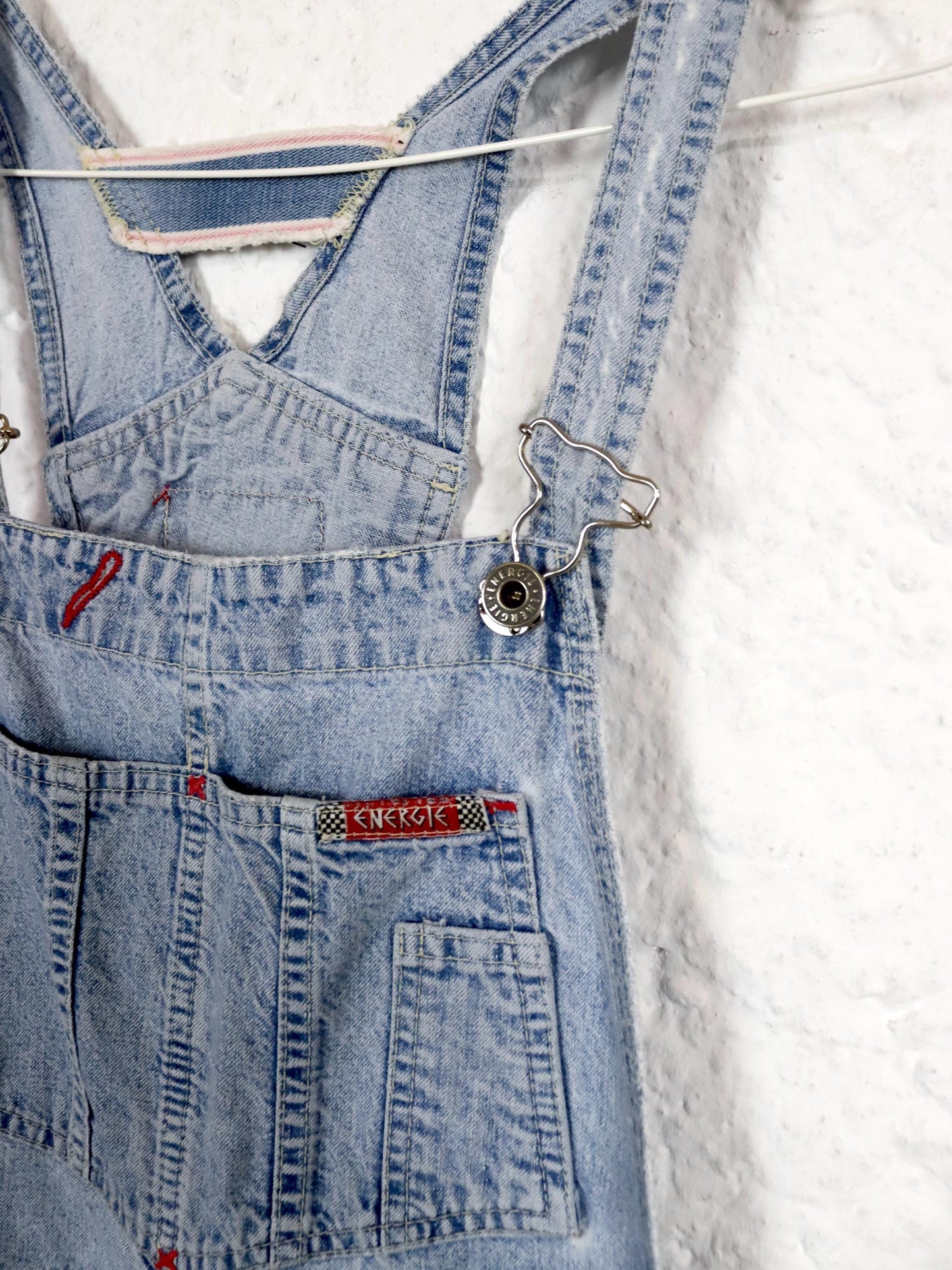 Vintage 80s 90s ENERGIE dungarees one-piece jeans light blue W28