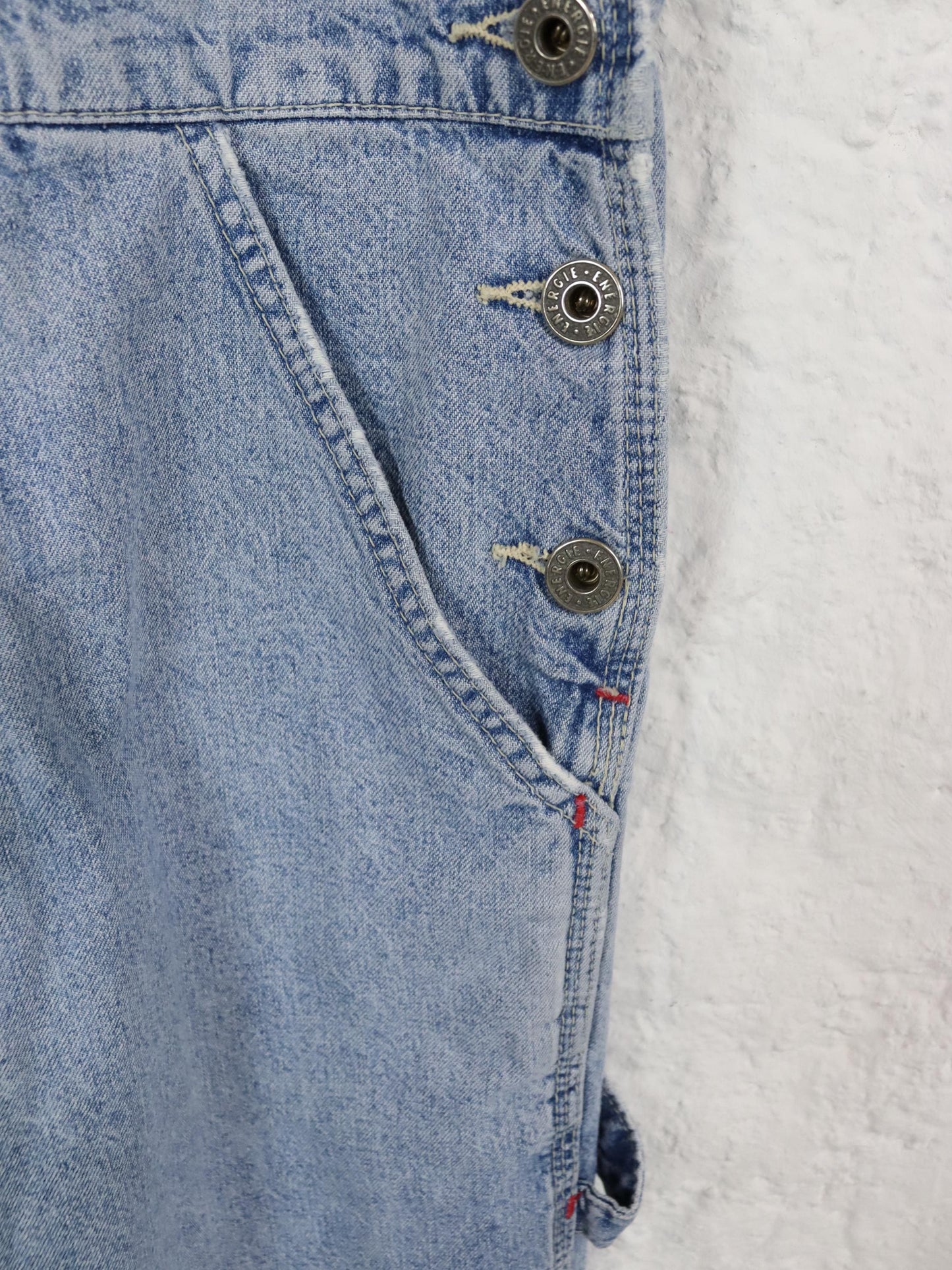 Vintage 80s 90s ENERGIE dungarees one-piece jeans light blue W28