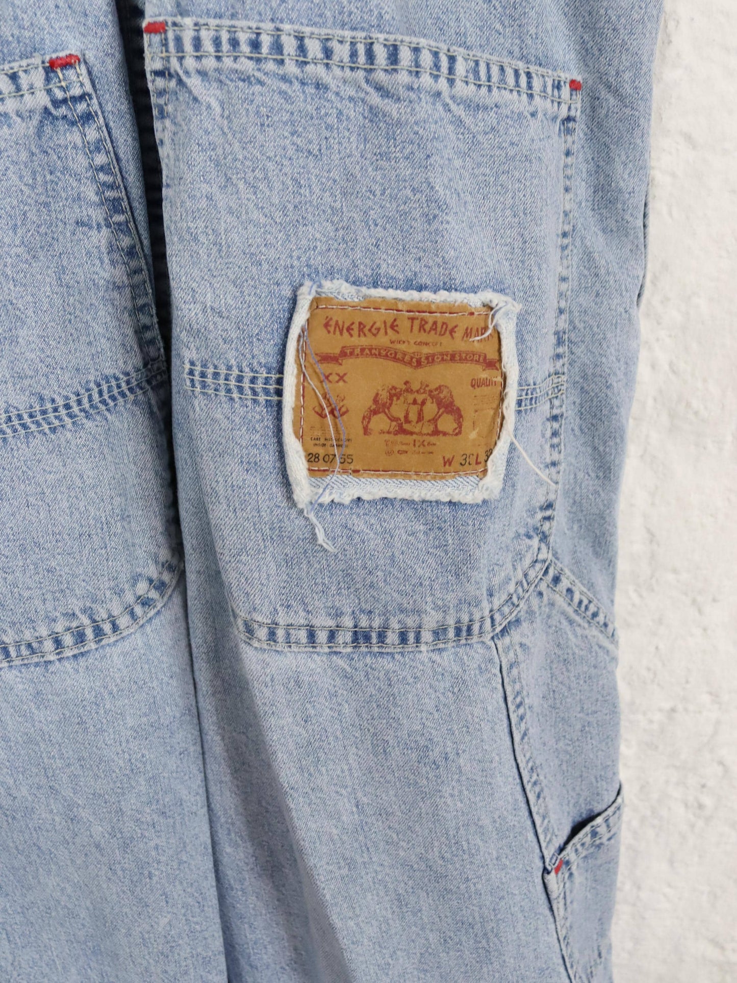 Vintage 80s 90s ENERGIE dungarees one-piece jeans light blue W28