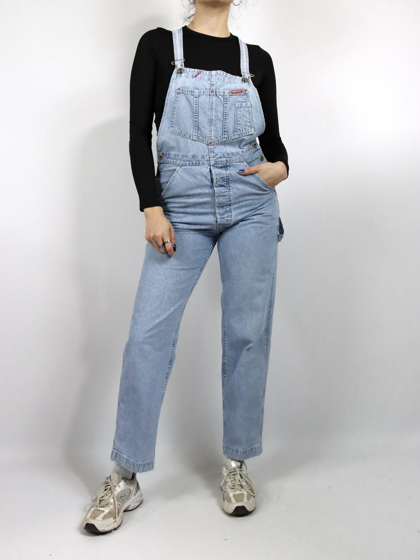 Vintage 80s 90s ENERGIE dungarees one-piece jeans light blue W28