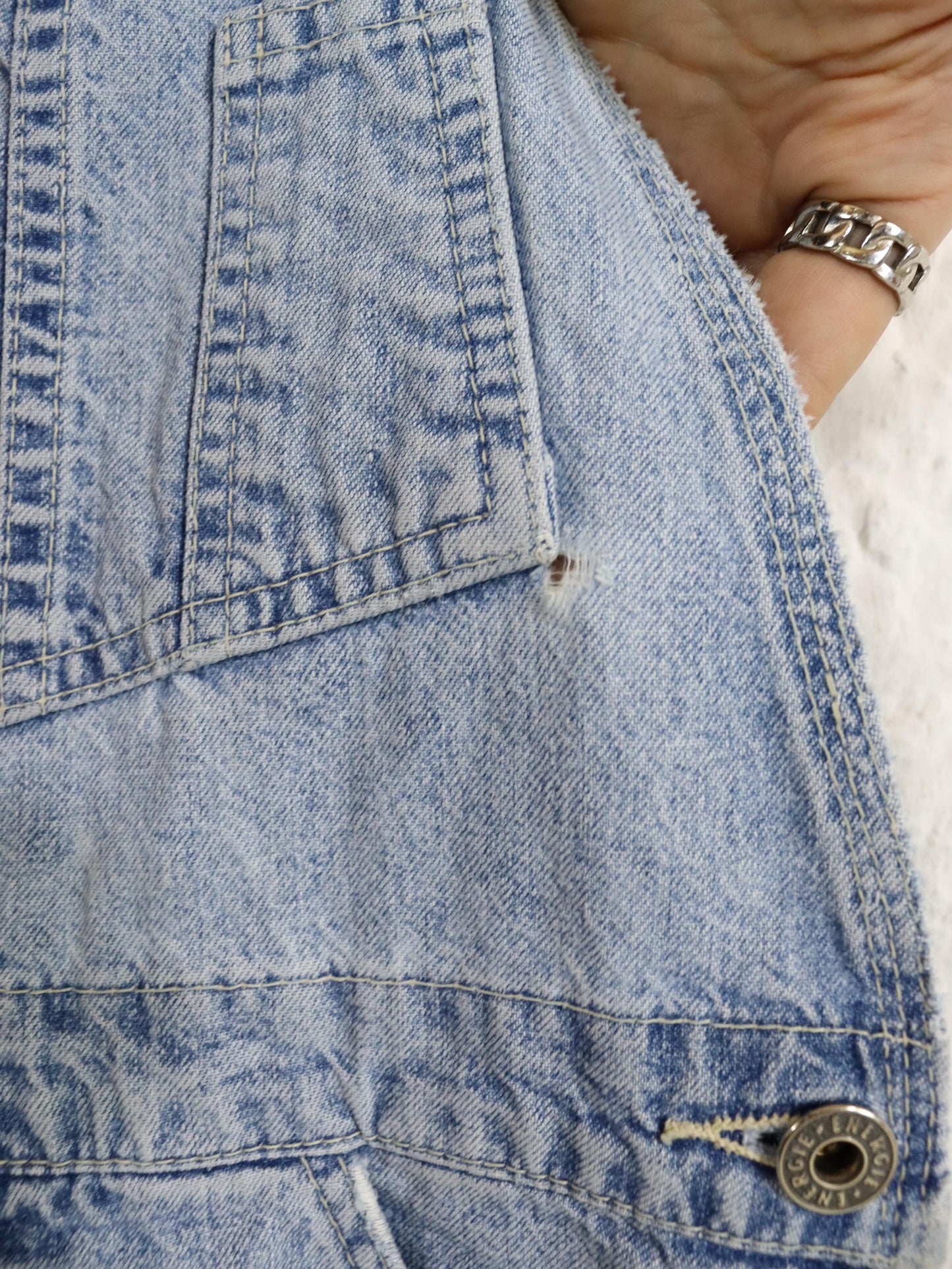 Vintage 80s 90s ENERGIE dungarees one-piece jeans light blue W28