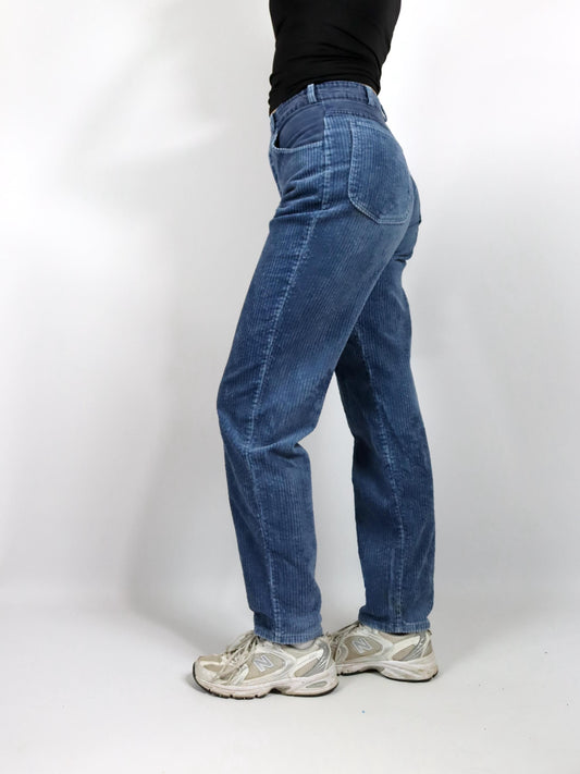 Vintage 80er 90er PIONEER Cordhose gerades Bein blau W32 L34