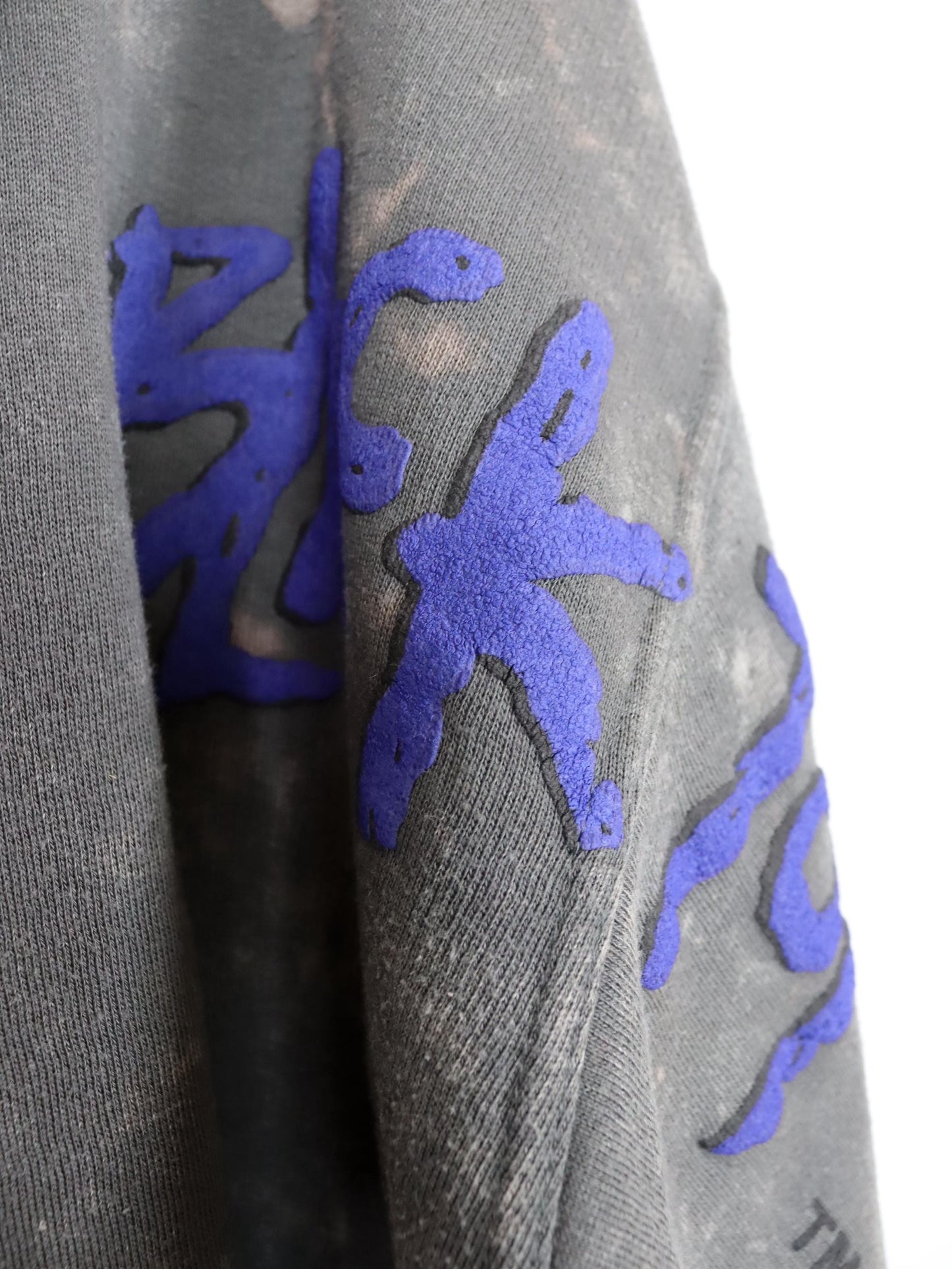 Vintage 80er 90er REEBOK BLACKTOP Hoodie Pullover crazy pattern Batik blau gelb grau M