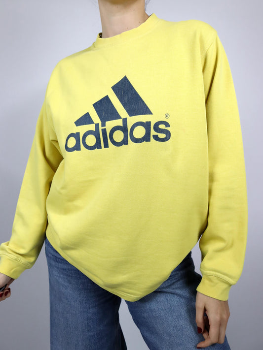 Vintage 80er 90er ADIDAS Sweatshirt Pullover gelb blau 176 M