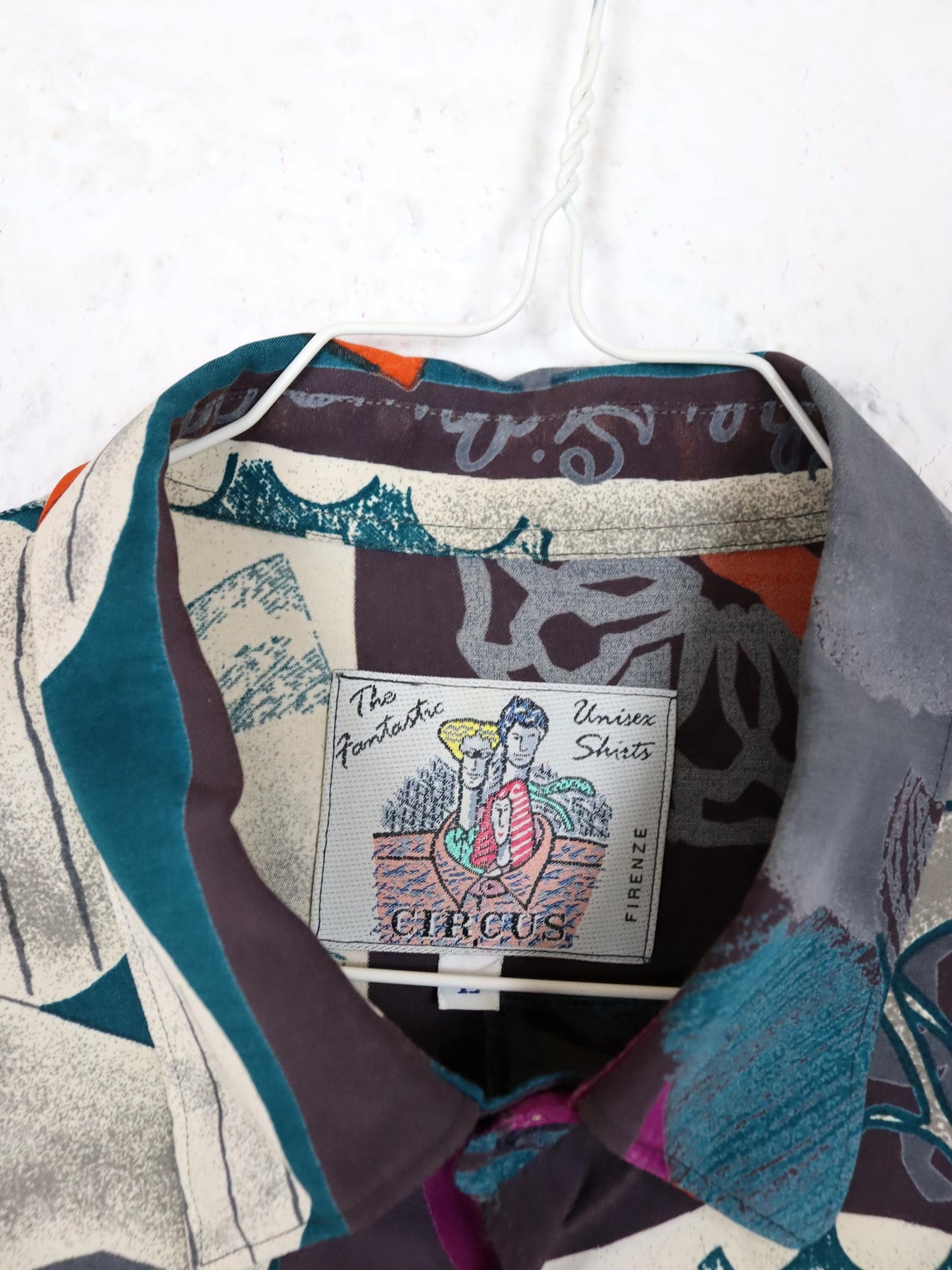 Vintage 80er 90er CIRCUS Hemd kurzarm crazy pattern bunt L