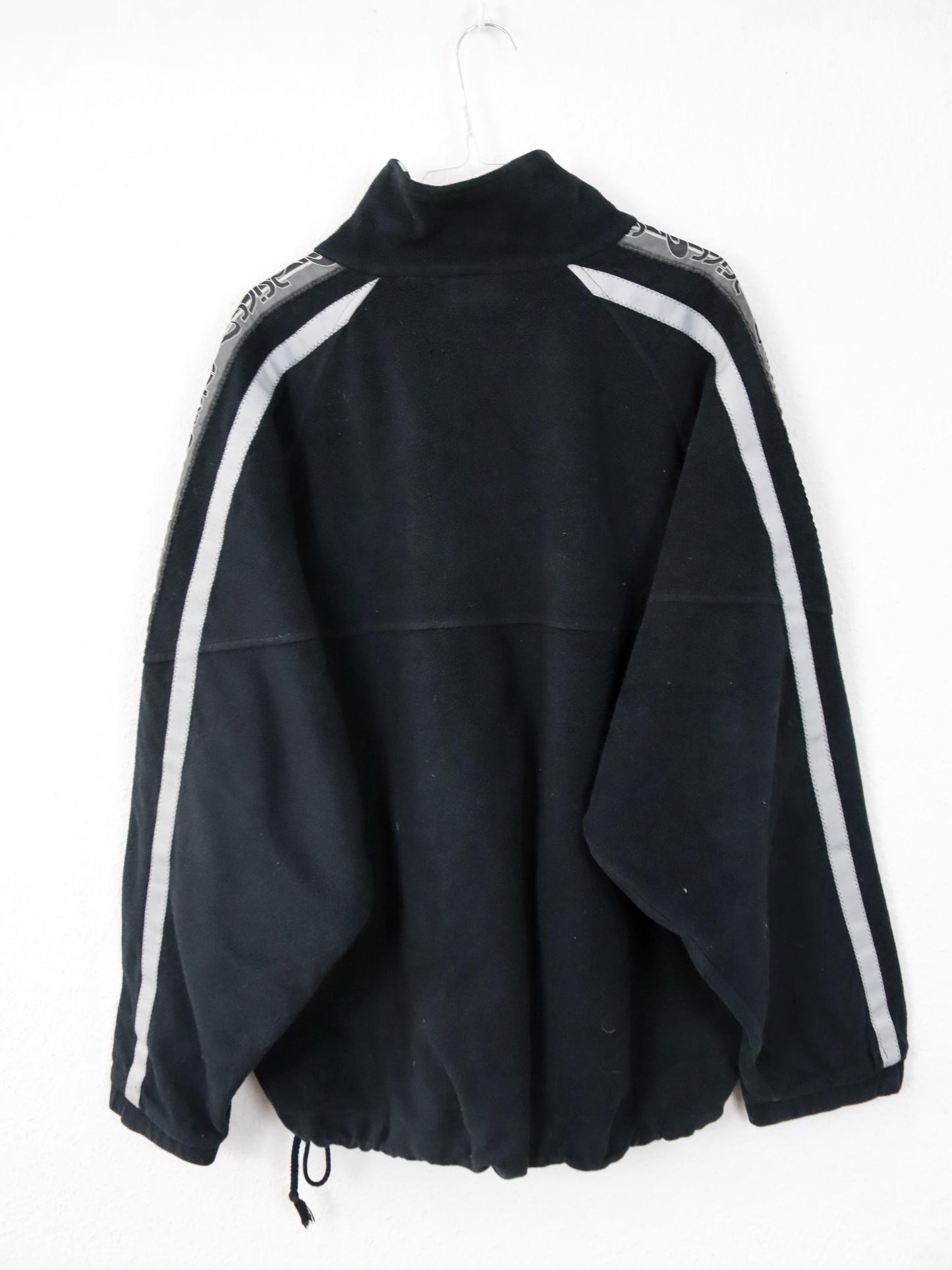 Vintage 80er 90er ASICS Fleecepullover Stehkragen schwarz grau XXL