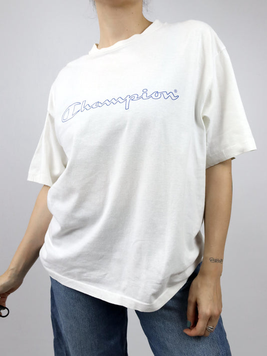 Vintage 80er 90er CHAMPION T-Shirt kurzarm weiß M