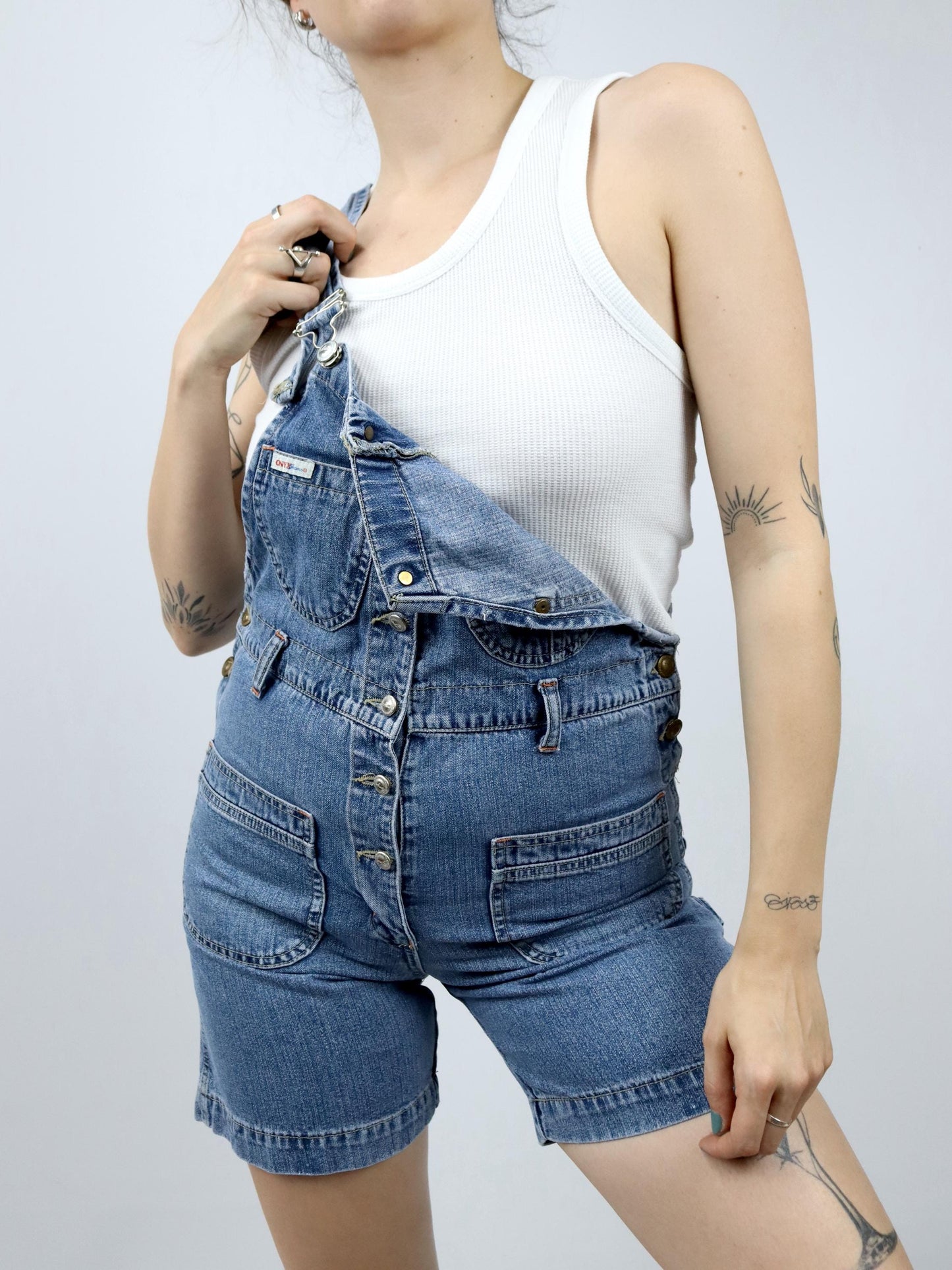 Vintage 80s 90s ONYX dungarees short denim overalls S