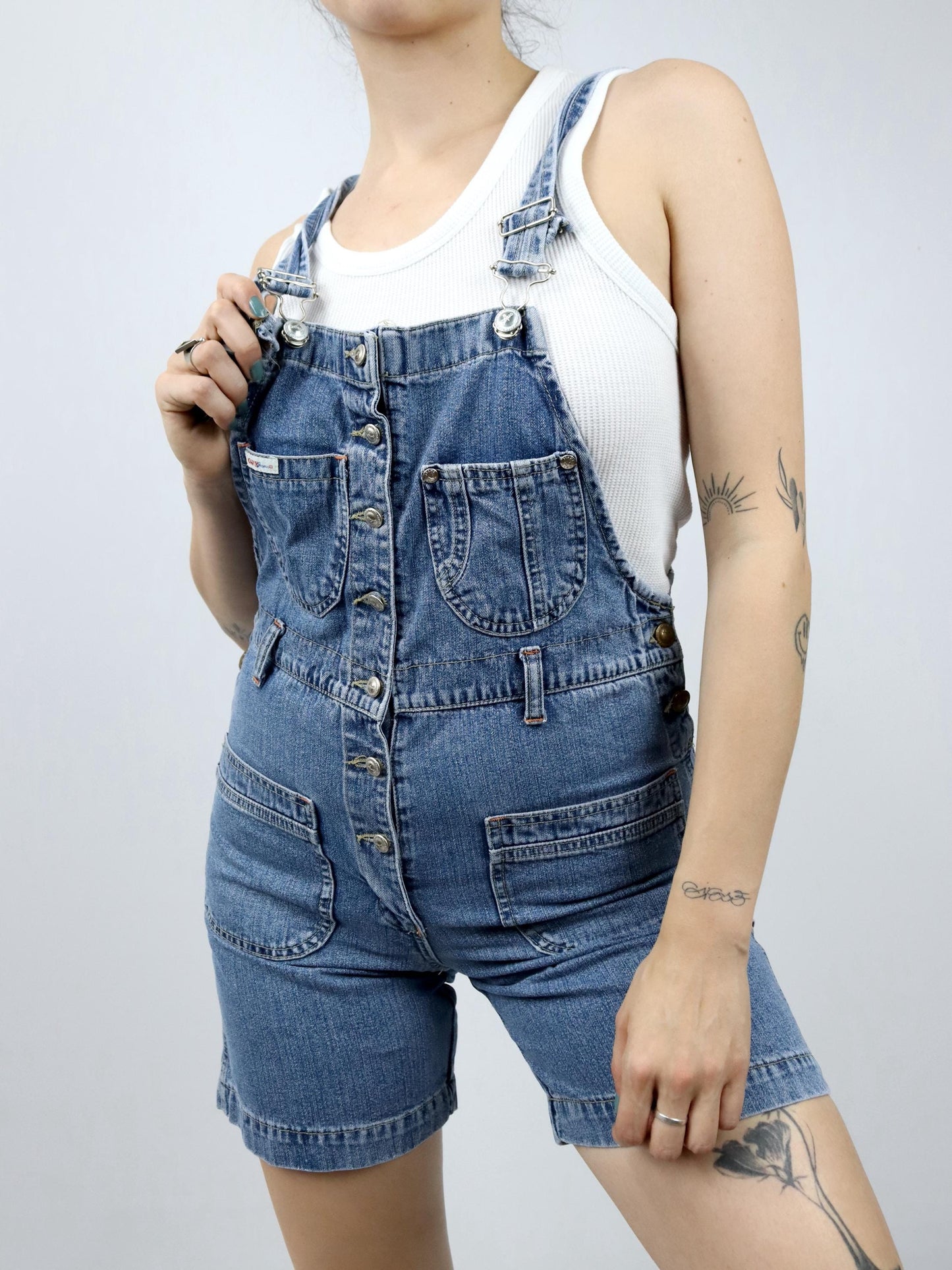 Vintage 80s 90s ONYX dungarees short denim overalls S